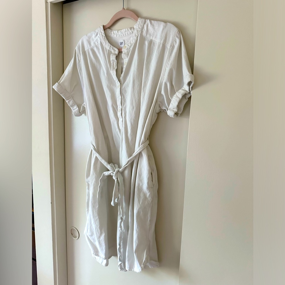 Roll Cuff White Dress